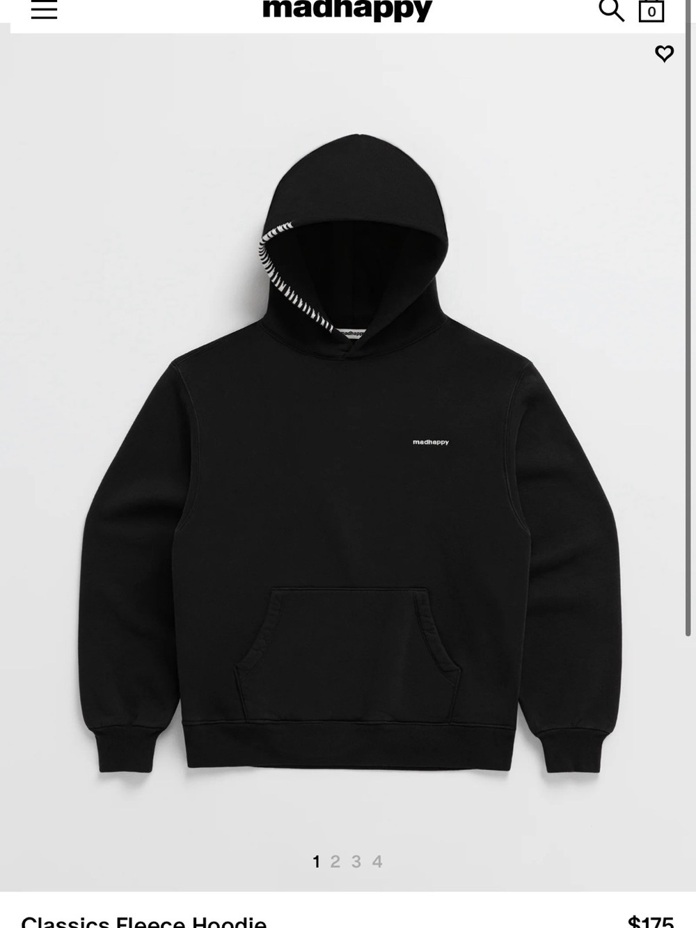 madhappy Black Classic Fleece Hoodie with Subtle Logo
